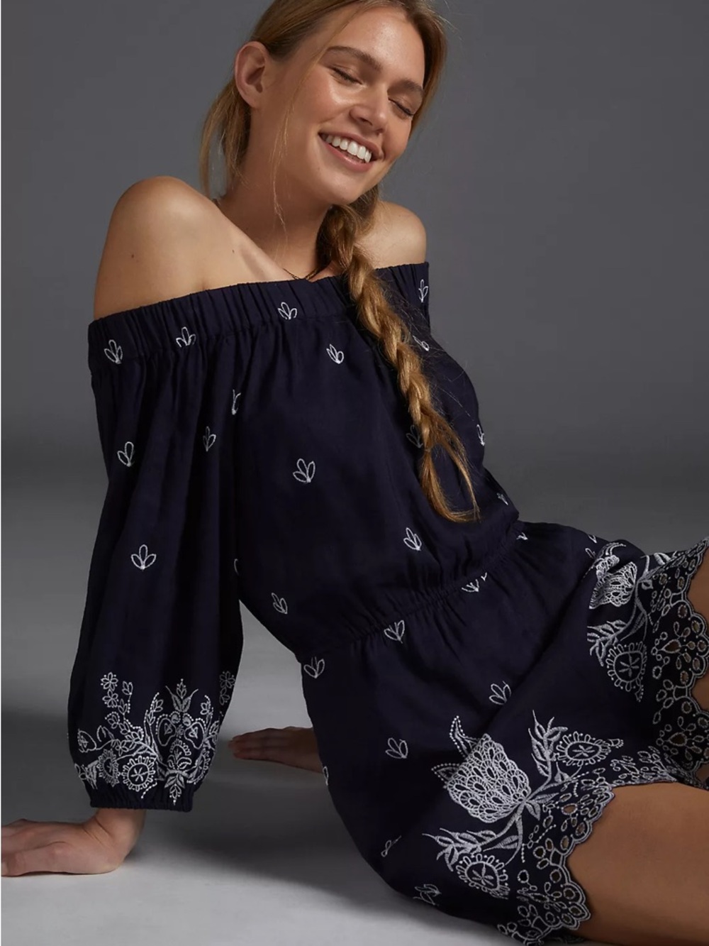 Farm Rio -Off-Shoulder Navy- Jacky romper- size M - Picture 2 of 6